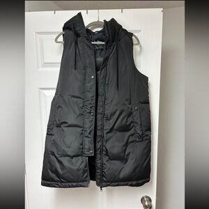 Sam Edelman long Black Quilted Hooded Vest